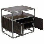 2 - Door End Table in Dark Brown With Silver Metal Frame - LOOMLAN - Diamond Sofa - Nightstands