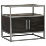 2 - Door End Table in Dark Brown With Silver Metal Frame - LOOMLAN - Diamond Sofa - Nightstands