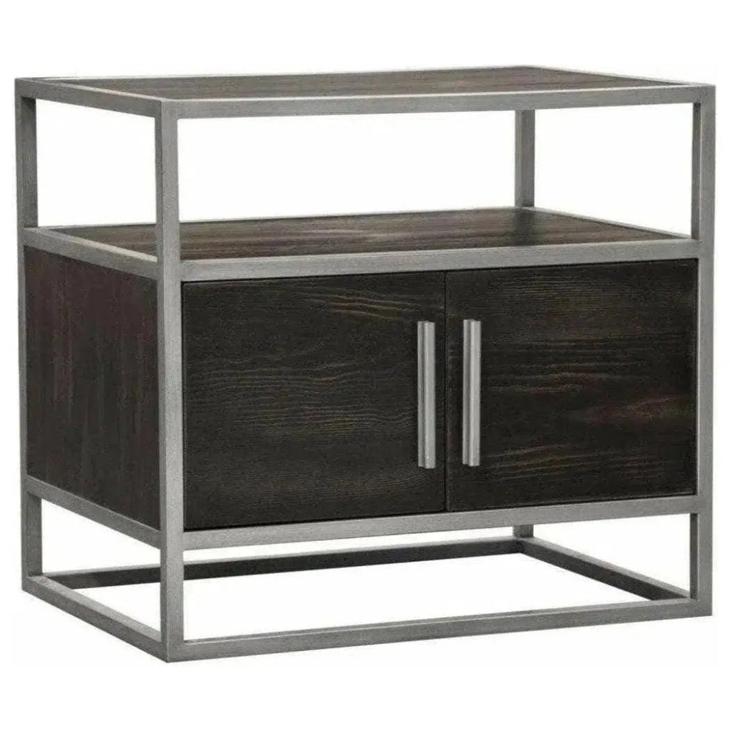 2 - Door End Table in Dark Brown With Silver Metal Frame - LOOMLAN - Diamond Sofa - Nightstands