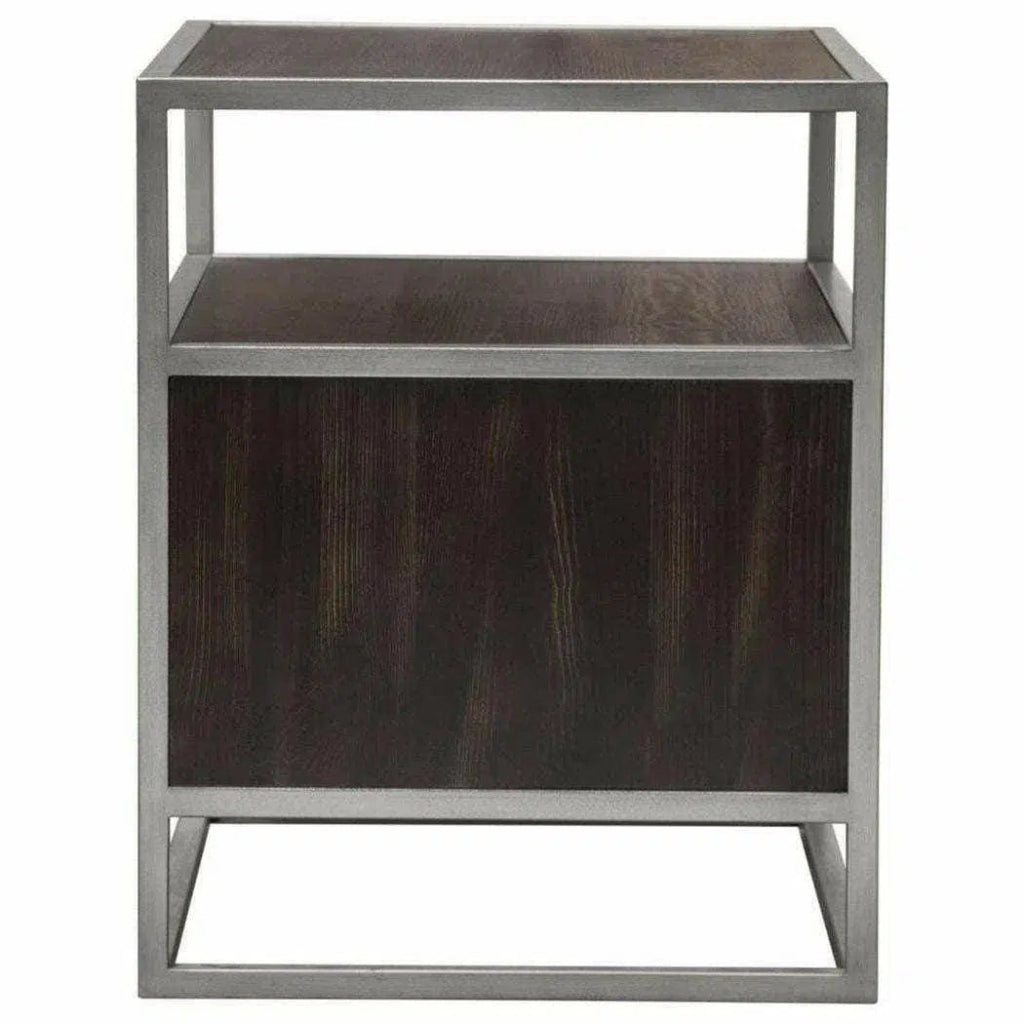 2 - Door End Table in Dark Brown With Silver Metal Frame - LOOMLAN - Diamond Sofa - Nightstands