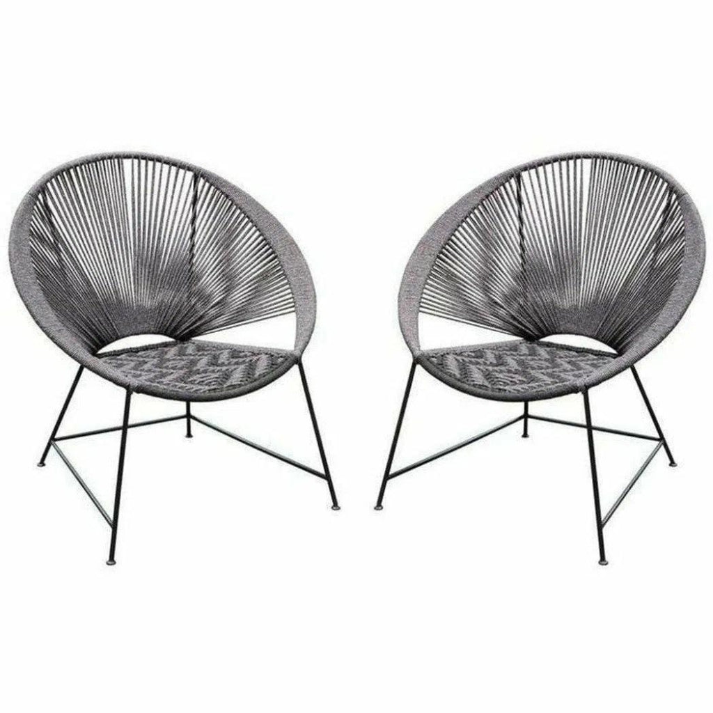 2 - Pack Accent Chairs Black/Grey Rope Black - LOOMLAN - Diamond Sofa - Accent Chairs