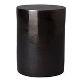 20 in. Cylinder Ceramic Outdoor Garden Stool-Outdoor Stools-Emissary-Metallic-LOOMLAN