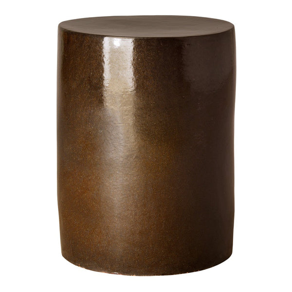 20 in. Cylinder Ceramic Outdoor Garden Stool-Outdoor Stools-Emissary-Mocha Pearl-LOOMLAN