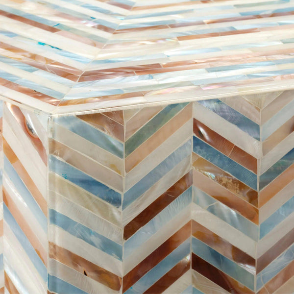 Hepburn Mother Of Pearl Hexagon Side Table By Jamie Young