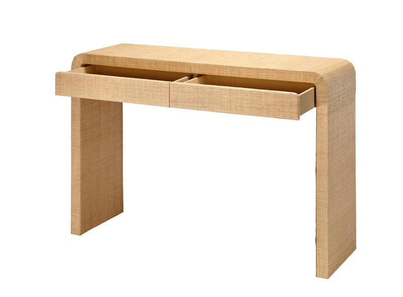 Montecito 2-Drawer Raffia Console Table With Storage