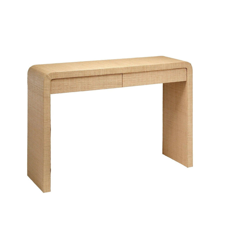 Montecito 2-Drawer Raffia Console Table With Storage