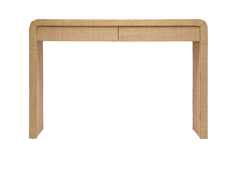 Montecito 2-Drawer Raffia Console Table With Storage