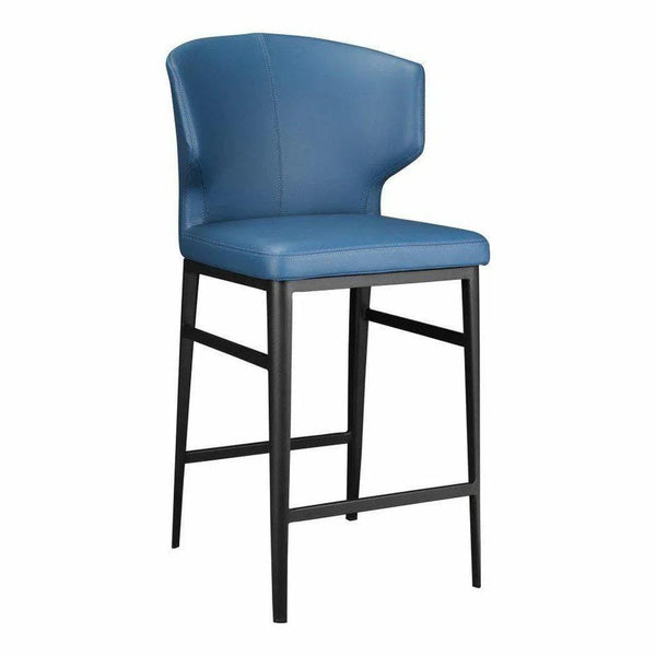 20.5 Inch Counter Stool Steel Blue Contemporary Counter Stools LOOMLAN By Moe's Home