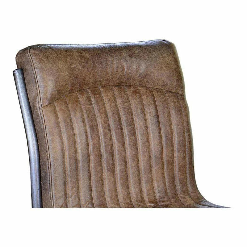 21 Inch Dining Chair Grazed Brown Leather (Set Of 2) Dining Chairs LOOMLAN By Moe's Home