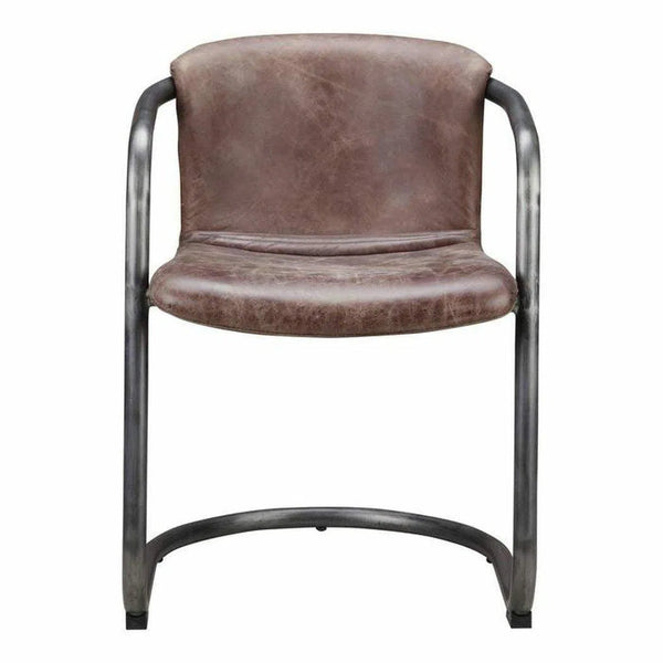 21 Inch Dining Chair Grazed Brown Leather (Set Of 2) Dining Chairs LOOMLAN By Moe's Home