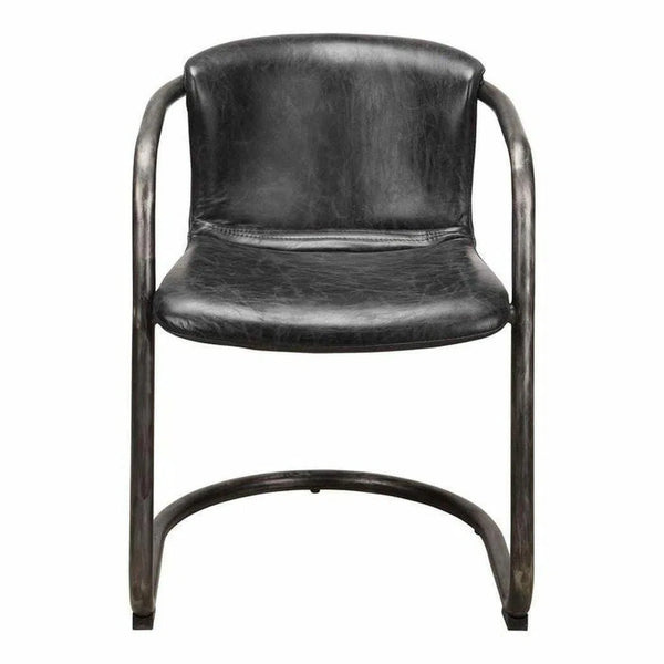 21 Inch Dining Chair Onyx Black Leather Industrial Dining Chairs LOOMLAN By Moe's Home