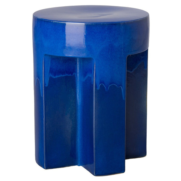 21 in. TX Ceramic Garden Stool Side Table Outdoor-Outdoor Stools-Emissary-Blue-LOOMLAN