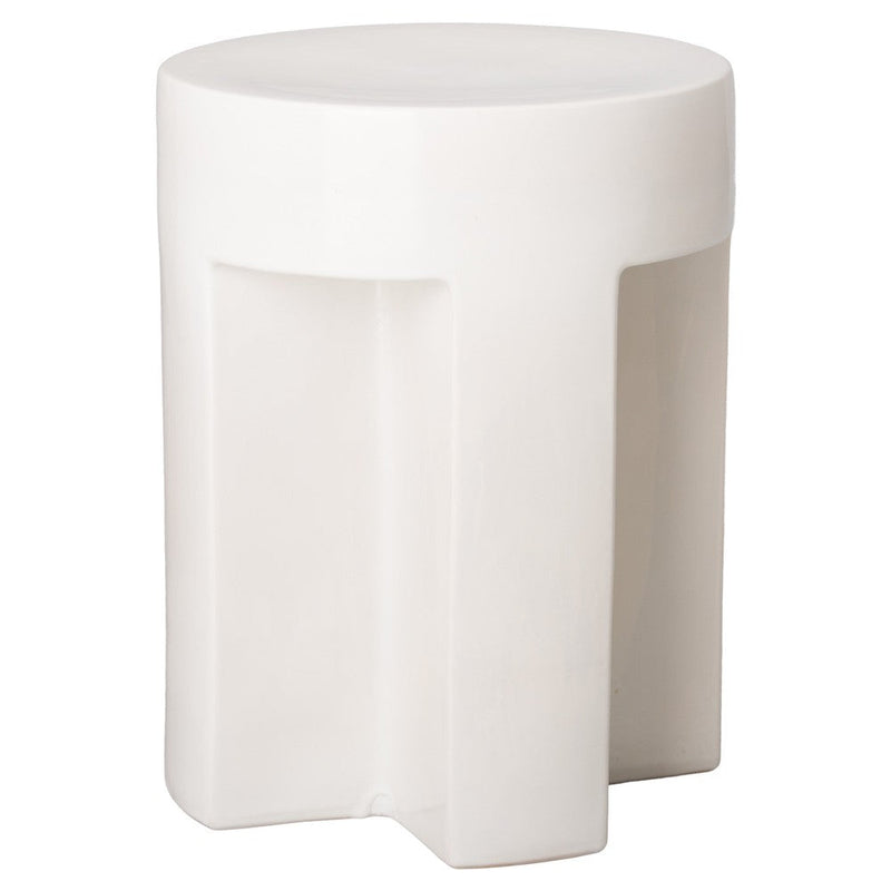 21 in. TX Ceramic Garden Stool Side Table Outdoor-Outdoor Stools-Emissary-White-LOOMLAN
