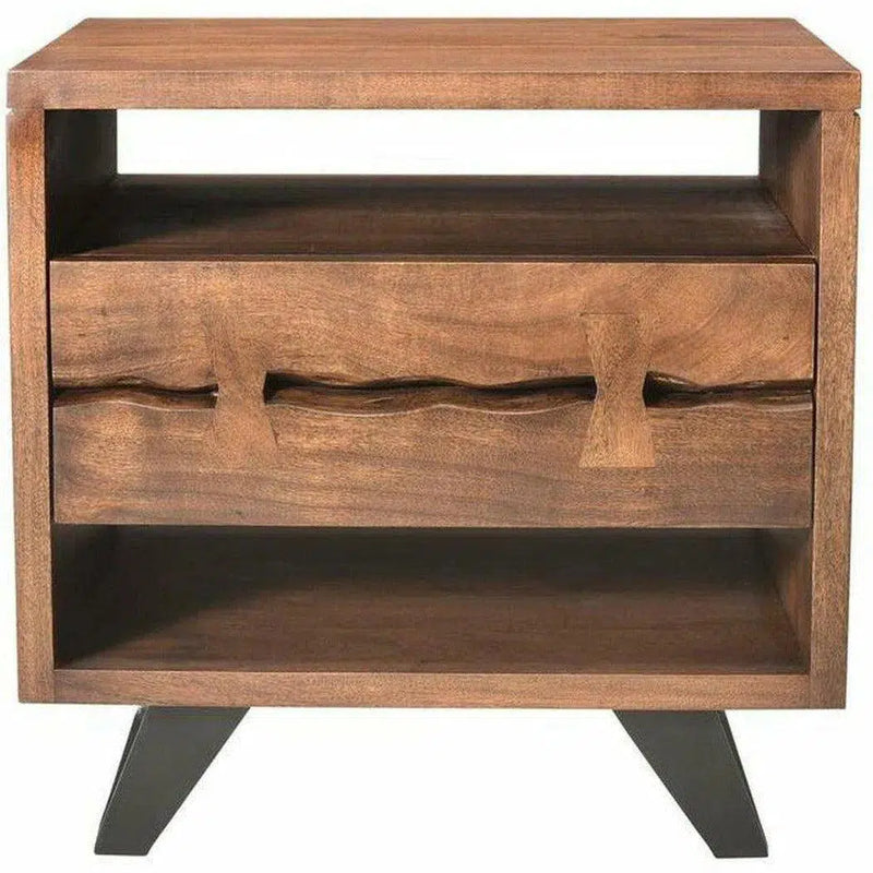 21.5 Inch Nightstand Brown Industrial