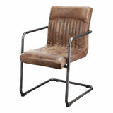 21.75 Inch Arm Chair Grazed Brown Leather (Set Of 2) Dining Chairs LOOMLAN By Moe's Home