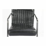 21.75 Inch Arm Chair Onyx Black Leather Black Industrial Dining Chairs LOOMLAN By Moe's Home