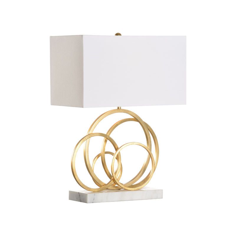 Interconnecting Gold Rings On Marble Base Table Lamp