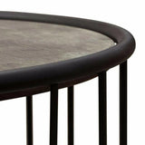 22" Round End Table with Grey Oak Finished Top and Metal Base Side Tables LOOMLAN By Diamond Sofa