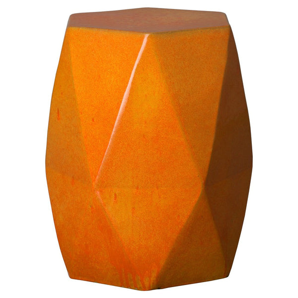 22 in. Brilliant Matrix Ceramic Garden Stool-Outdoor Stools-Emissary-Bright Orange-LOOMLAN