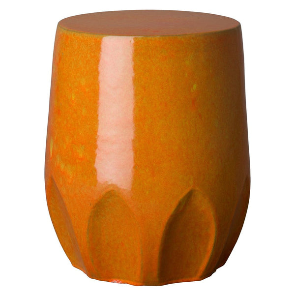 22 in. Large Calyx Ceramic Outdoor Garden Stool-Outdoor Stools-Emissary-Bright Orange-LOOMLAN