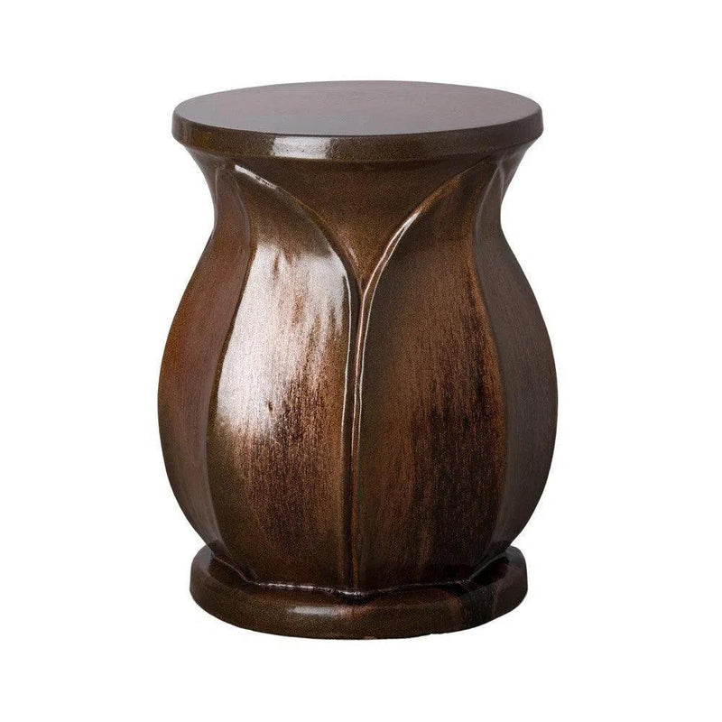 22 in. Large Lotus Ceramic Outdoor Garden Stool