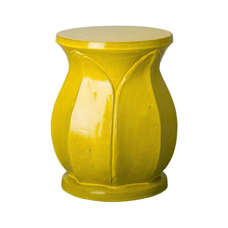 22 in. Large Lotus Ceramic Outdoor Garden Stool