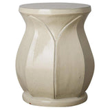 22 in. Large Lotus Ceramic Outdoor Garden Stool