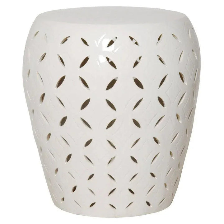 22 in. Lattice Outdoor Decorative Garden Stool-Garden Stools-Emissary-White-LOOMLAN