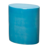 22 in. Oval Ceramic Garden Stool Side Table Outdoor-Outdoor Stools-Emissary-Turquoise-LOOMLAN