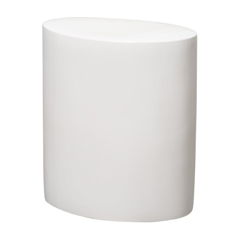 22 in. Oval Ceramic Garden Stool Side Table Outdoor-Outdoor Stools-Emissary-White-LOOMLAN