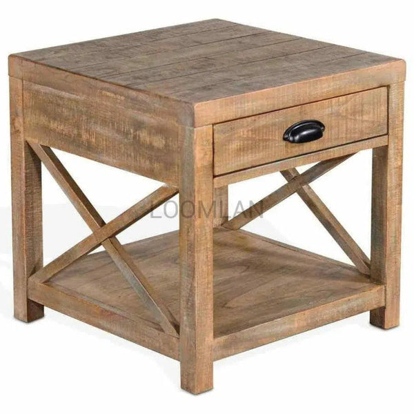 22" Square Durango Wood Accent End Side able - LOOMLAN - Sunny D - Side Tables