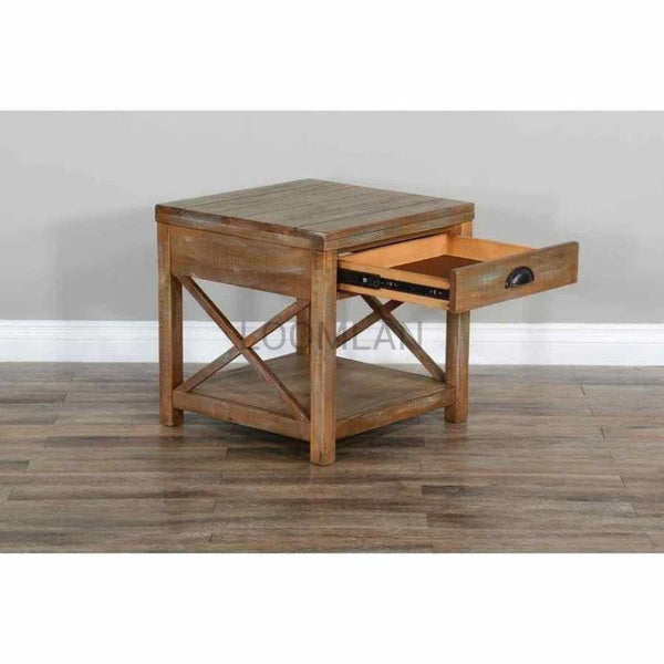 22" Square Durango Wood Accent End Side able - LOOMLAN - Sunny D - Side Tables