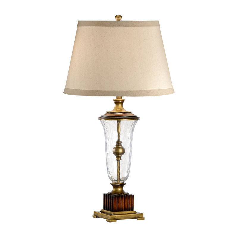 Crystal Brass And Wood Design Vase Table Lamp