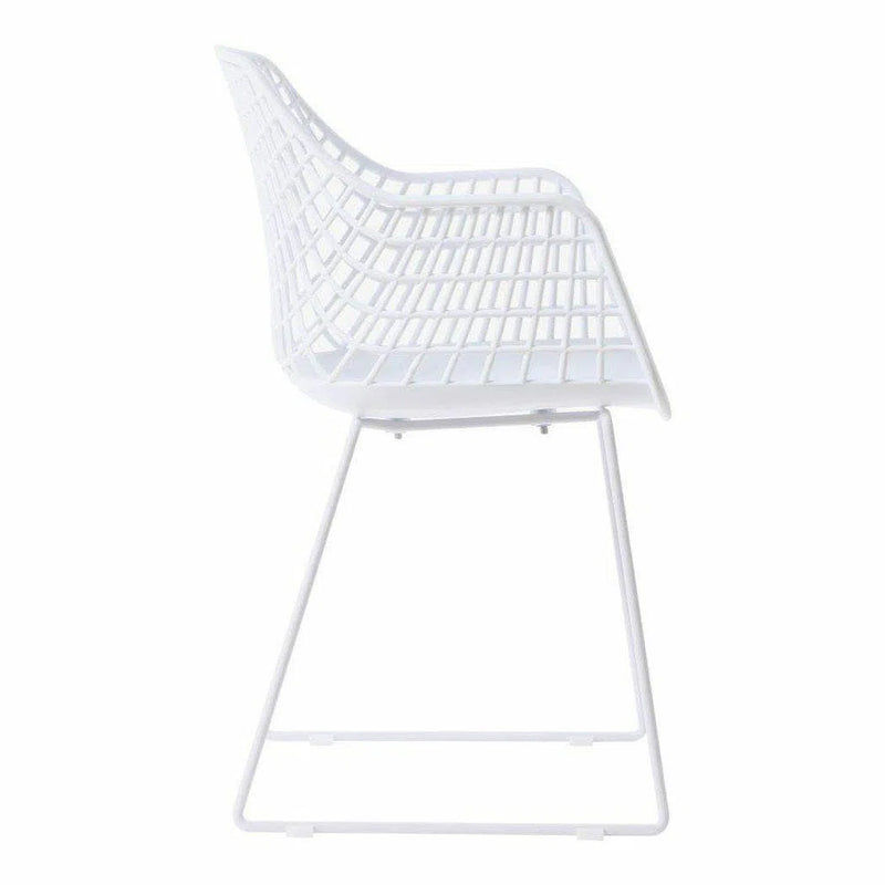 22.5 Inch Chair White (Set of 2) White Contemporary Outdoor Accent Chairs LOOMLAN By Moe's Home