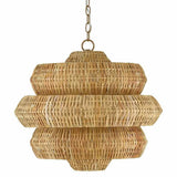 22.5" Khaki Natural Rattan Antibes Small Chandelier