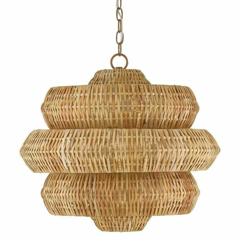 22.5" Khaki Natural Rattan Antibes Small Chandelier