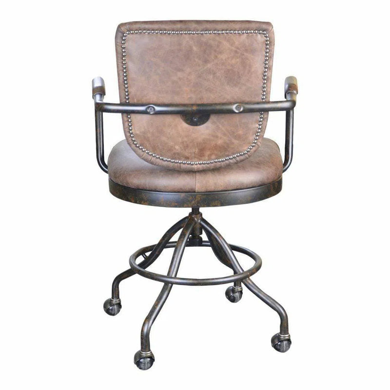 23.5 Inch Swivel Desk Chair Con Pana Brown Industrial Office Chairs LOOMLAN By Moe's Home