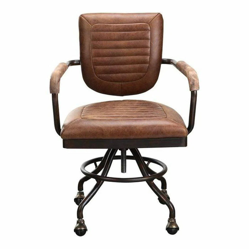 23.5 Inch Swivel Desk Chair Con Pana Brown Industrial Office Chairs LOOMLAN By Moe's Home