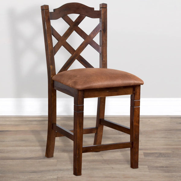 24" Crossback Solid Wood Counter Height Barstool in Dark Brown Counter Stools LOOMLAN By Sunny D