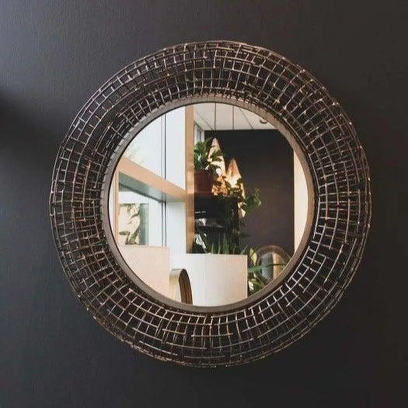 24" Gold Round Wall Mirror Metal Ronald