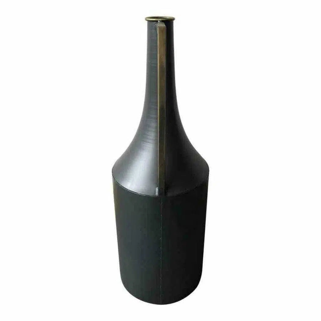 24 Inch Metal Vase Black Industrial