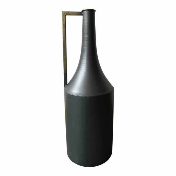 24 Inch Metal Vase Black Industrial Vases & Jars LOOMLAN By Moe's Home