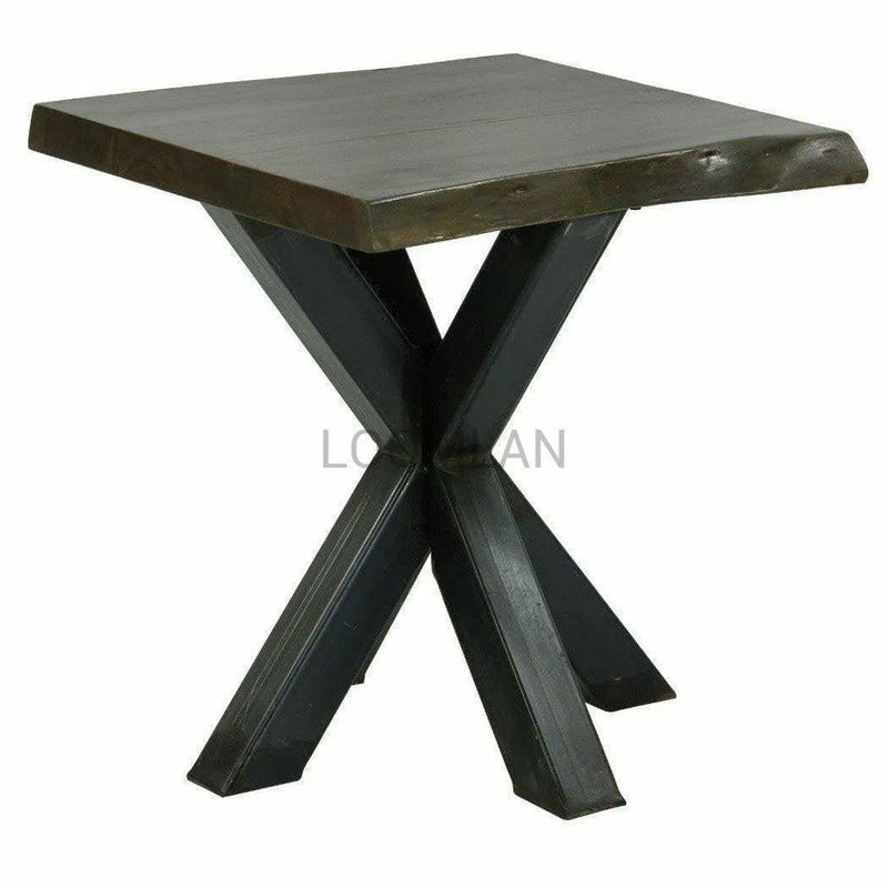 24" Natural Wood Live Edge Black Square End Side Table Side Tables LOOMLAN By LOOMLAN