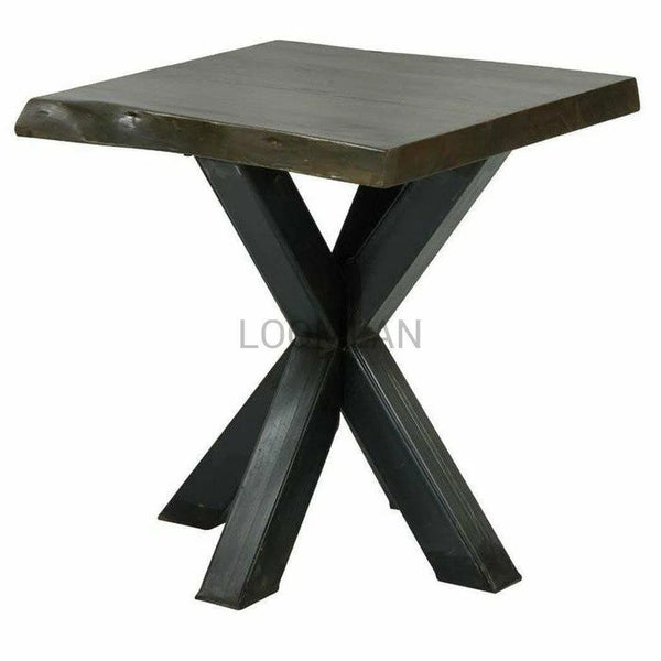 24" Natural Wood Live Edge Black Square End Side Table Side Tables LOOMLAN By LOOMLAN