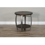 24" Round Dark Brown End Side Accent Table with Storage Shelf Side Tables LOOMLAN By Sunny D