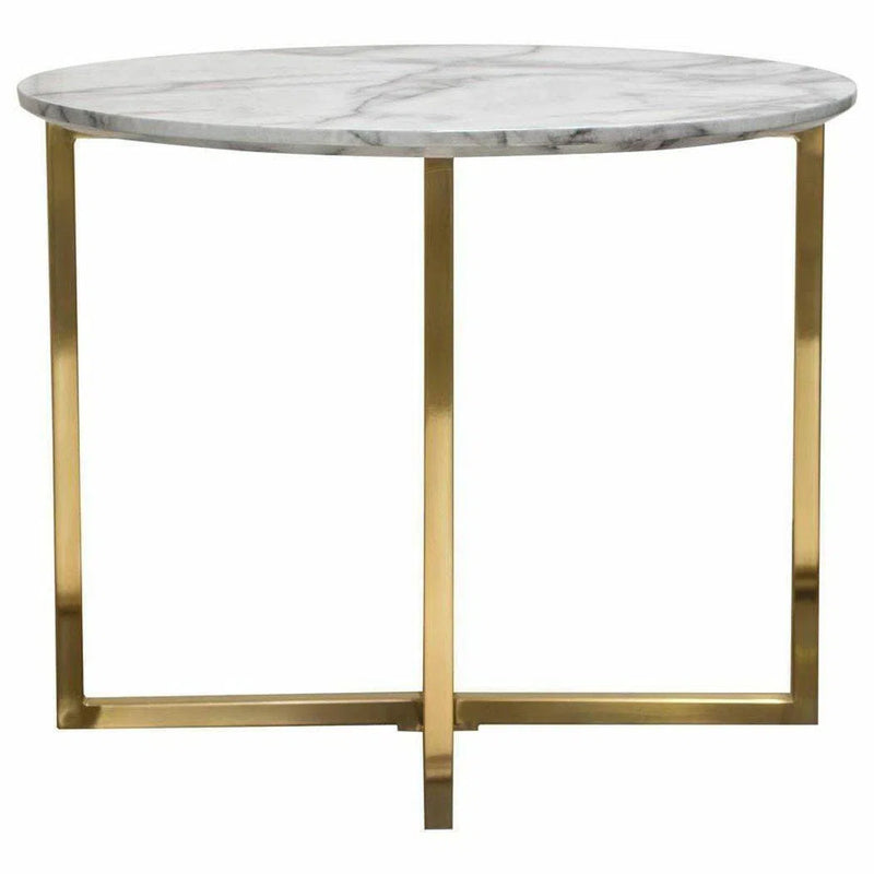 24" Round End Table Faux Marble Top and Gold Metal Frame Side Tables LOOMLAN By Diamond Sofa