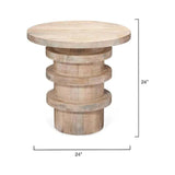 24" Round Wooden Nightstand Side Table