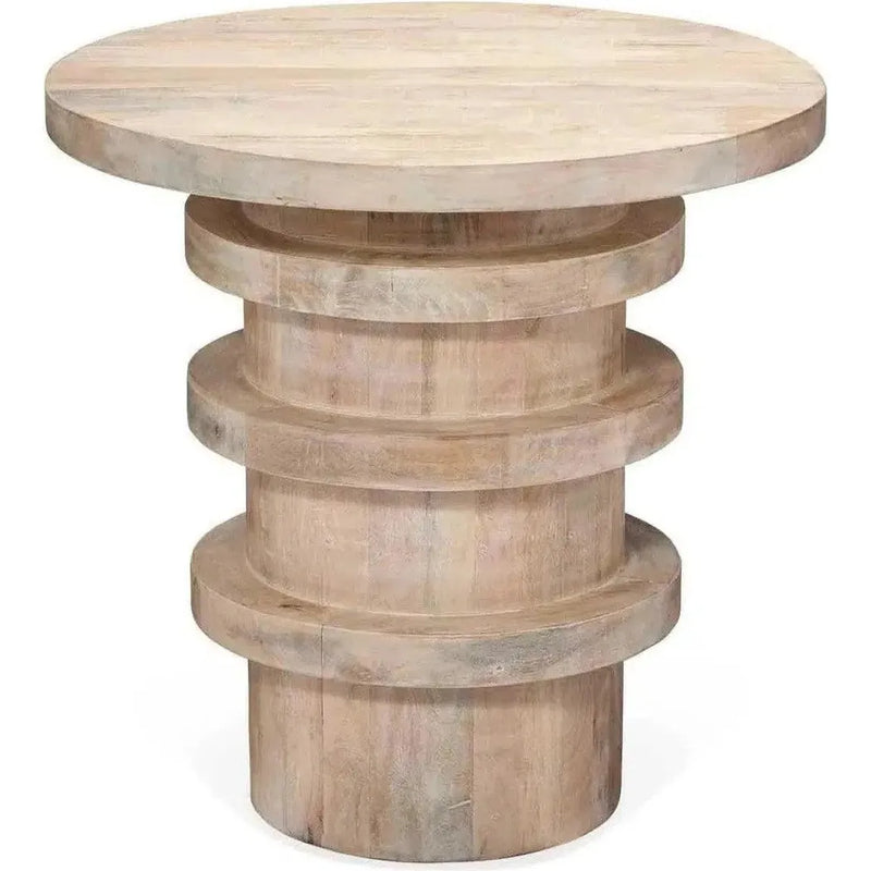 24" Round Wooden Nightstand Side Table