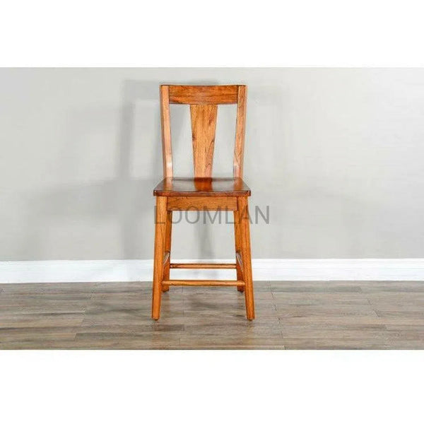 24" Slatback Solid Wood Counter Height Barstool in Cinnamon Counter Stools LOOMLAN By Sunny D