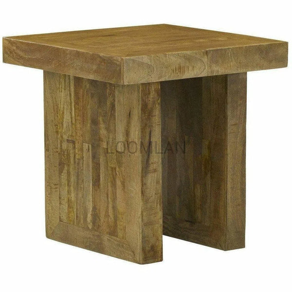 24" Square Rustic Reclaimed Wood Planks End Side Table Side Tables LOOMLAN By LOOMLAN